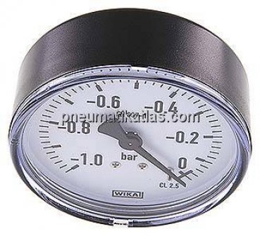 Manometer waagerecht, 80mm, -1 bis 0 bar