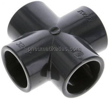 Klebemuffen-Kreuzstück, PVC-U, 32mm