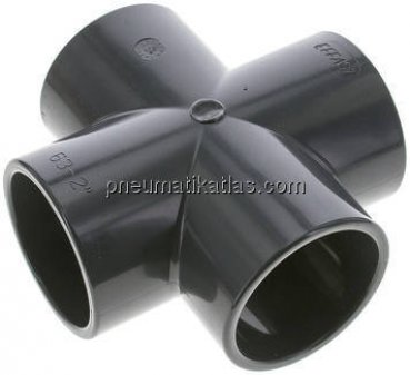 Klebemuffen-Kreuzstück, PVC-U, 63mm
