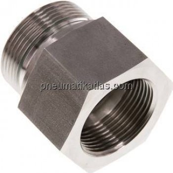 Hydraulik-Reduzierung G 1-1/2"(AG)-G 1-1/4"(IG), 1.4571, Elastomerdichtung