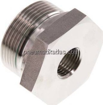 Hydraulik-Reduzierung G 1-1/2"(AG)-G 1/2"(IG), 1.4571, Elastomerdichtung
