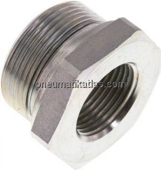 Hydraulik-Reduzierung G 1-1/2"(AG)-G 1"(IG), Stahl verzinkt, Elastomerdichtung