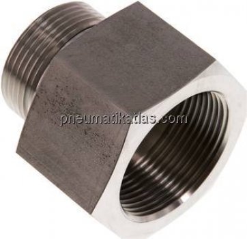 Hydraulik-Reduzierung G 1-1/4"(AG)-G 1-1/2"(IG), 1.4571, Elastomerdichtung