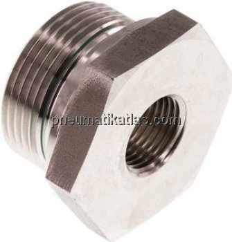 Hydraulik-Reduzierung G 1-1/4"(AG)-G 1/2"(IG), 1.4571, Elastomerdichtung