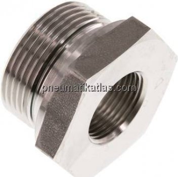 Hydraulik-Reduzierung G 1-1/4"(AG)-G 3/4"(IG), 1.4571, Elastomerdichtung