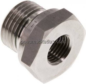 Hydraulik-Reduzierung G 1/2"(AG)-G 1/4"(IG), 1.4571, Elastomerdichtung