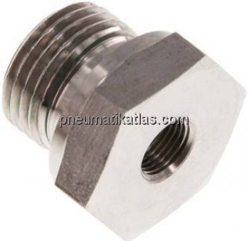 Hydraulik-Reduzierung G 1/2"(AG)-G 1/8"(IG), 1.4571, Elastomerdichtung