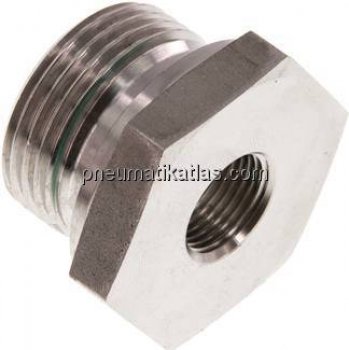 Hydraulik-Reduzierung G 1"(AG)-G 3/8"(IG), 1.4571, Elastomerdichtung