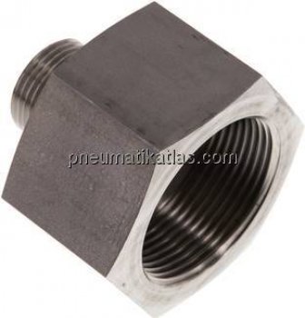 Hydraulik-Reduzierung G 3/4"(AG)-G 1-1/2"(IG), 1.4571, Elastomerdichtung