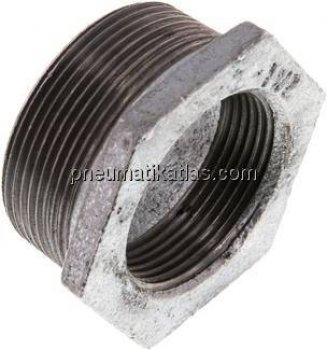 Reduziernippel R 2"(AG)-Rp 1-1/2"(IG), Temperguss verzinkt