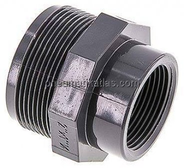 Reduziernippel G 2"(AG)-Rp 1-1/4"(IG), PVC-U