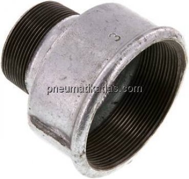 Reduziernippel R 2"(AG)-Rp 3"(IG), Temperguss verzinkt