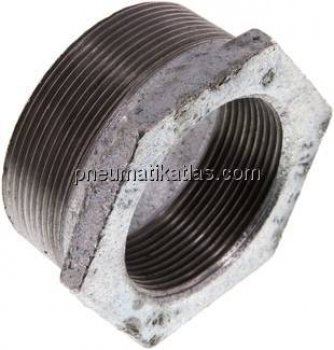 Reduziernippel R 2-1/2"(AG)-Rp 2"(IG), Temperguss verzinkt