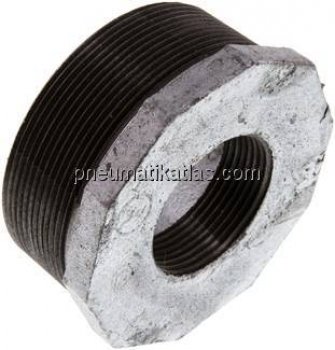 Reduziernippel R 3"(AG)-Rp 1-1/2"(IG), Temperguss verzinkt