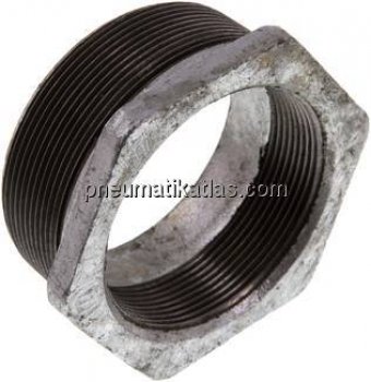 Reduziernippel R 3"(AG)-Rp 2-1/2"(IG), Temperguss verzinkt