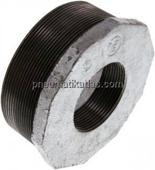 Reduziernippel R 4"(AG)-Rp 2"(IG), Temperguss verzinkt