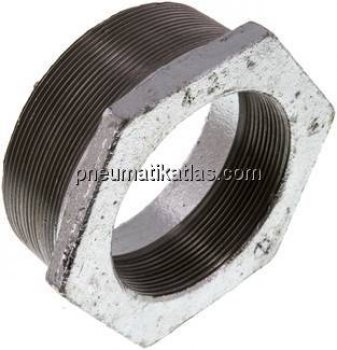 Reduziernippel R 4"(AG)-Rp 3"(IG), Temperguss verzinkt