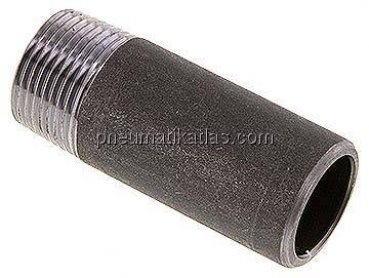 Anschweißnippel R 1"-80mm-33,7mm, ST 37, Stahl schwarz