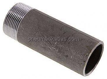 Anschweißnippel R 1-1/2"-120mm-48,3mm, ST 37, Stahl schwarz