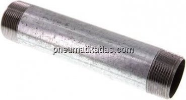 Rohrdoppelnippel R 1-1/2"-200mm, Stahlrohr ST 37 verzinkt