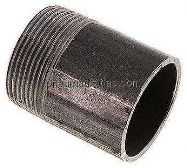 Anschweißnippel R 1-1/2"-60mm-48,3mm, ST 37, Stahl schwarz