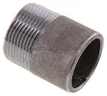 Anschweißnippel R 1-1/4"-50mm-42,4mm, ST 37, Stahl schwarz