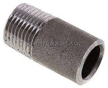 Anschweißnippel R 1/2"-40mm-21,3mm, ST 37, Stahl schwarz