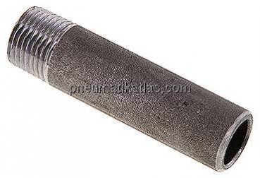 Anschweißnippel R 1/2"-80mm-21,3mm, ST 37, Stahl schwarz
