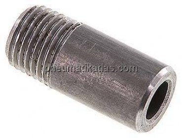 Anschweißnippel R 1/4"-30mm-13,5mm, ST 37, Stahl schwarz