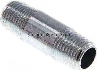 Rohrdoppelnippel R 1/4"-40mm, Stahlrohr ST 37 verzinkt