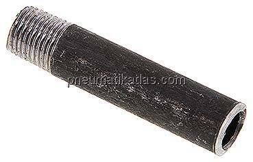 Anschweißnippel R 1/4"-60mm-13,5mm, ST 37, Stahl schwarz
