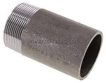 Anschweißnippel R 2"-100mm-60,3mm, ST 37, Stahl schwarz