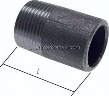 Anschweißnippel R 1-1/2"-50mm-48,3mm, ST 37, Stahl schwarz