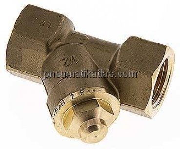 Schrägsitz-Rückschlagventil, Rp 1/2", PN 10 / FKM-Dichtung, Messing