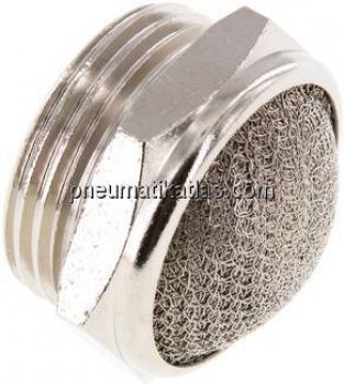 Schalldämpfer G 1", Drahtgewebe, Messing vernickelt