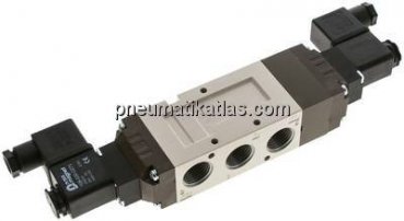 5/3-Wege Magnetventil, G 1/2", Mittelstellung geschlossen, 230 V AC