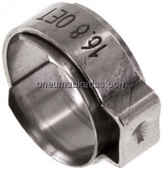 1-Ohr-Schlauchschelle 13,9 - 16,1mm, Edelstahl
