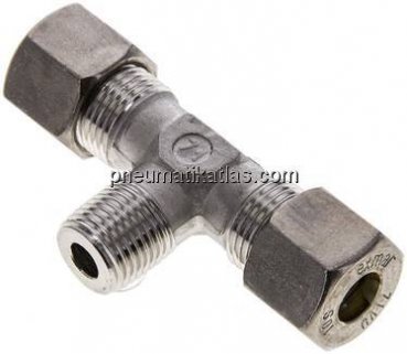 T-Schneidringverschraubung M 16x1,5 (konisch)-10 S (M18x1,5), Klemmring 1.4571 (NC)