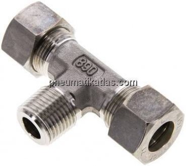T-Schneidringverschraubung R 1/2"-15 L (M22x1,5), Klemmring 1.4571 (NC)