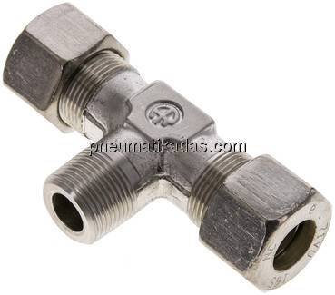 T-Schneidringverschraubung M 22x1,5 (konisch)-16 S (M24x1,5), Klemmring 1.4571 (NC)