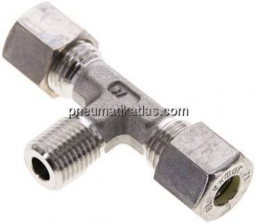 T-Schneidringverschraubung R 1/4"-8 L (M14x1,5), Klemmring 1.4571 (NC)