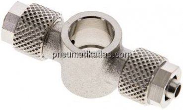 Verschraubung, T-Ringstück G 1/8"-6x4mm, Messing vernickelt