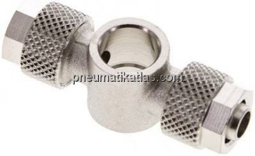 Verschraubung, T-Ringstück G 1/8"-8x6mm, Messing vernickelt