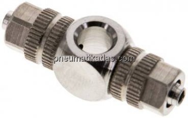 Verschraubung, T-Ringstück M 5-4,3x3mm, Messing vernickelt