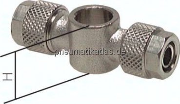 Verschraubung, T-Ringstück G 1/2"-10x8mm, Messing vernickelt