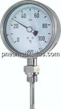 Bimetallthermometer, senkrecht D63/0 bis +80°C/200mm