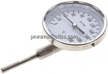Bimetallthermometer, senkrecht D100/0 bis +200°C/63mm