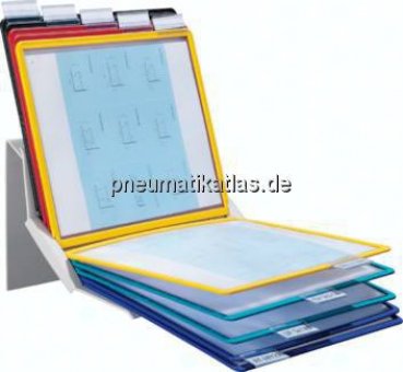 Durable 1 x Tischständer / Wandhalter, 10 x Sichttafeln (je 2 x schwarz, rot, gelb, grün, dunkelblau