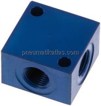 Kreuz-Verteiler 4 x G 1/8",Aluminium