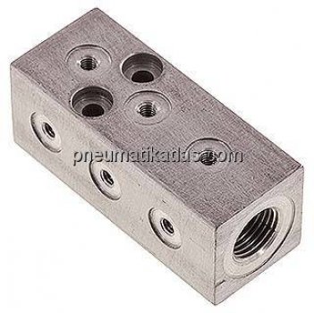 Verteilerblock 1 x G 1/8"-9 x M 3, Aluminium